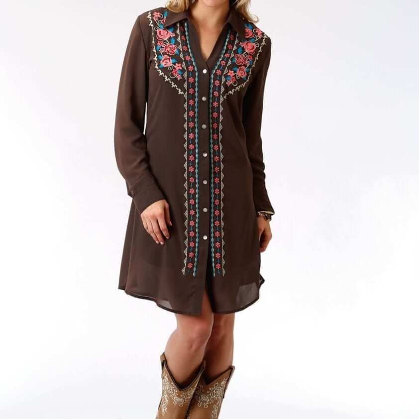 Women’s Fashion Forward Shirt Dress In Soft Poly Georgette